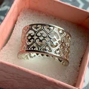 Silver Filagree Cuff Ring size 7